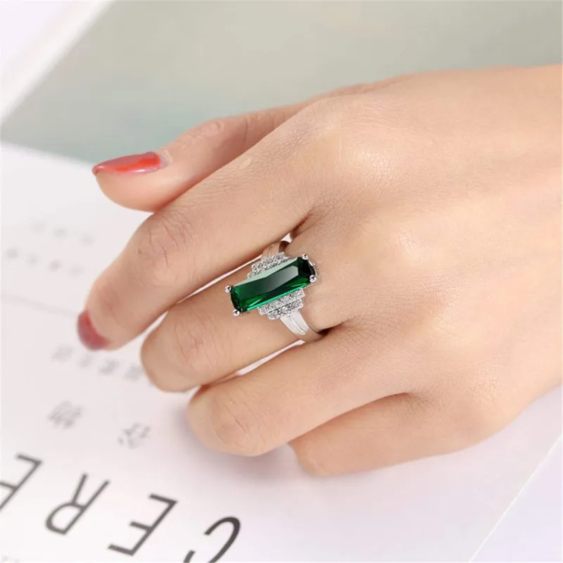 Green Cubic Zirconia & Crystal Baguette-Cut Ring made by Zulily