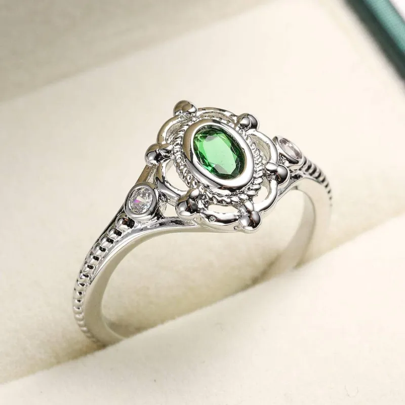 Green Crystal & Cubic Zirconia Oval Ring made by Zulily