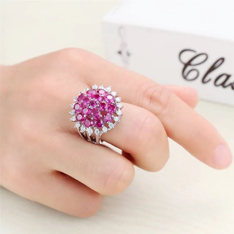 Red Corundum & Cubic Zirconia Flower Ring made by Zulily