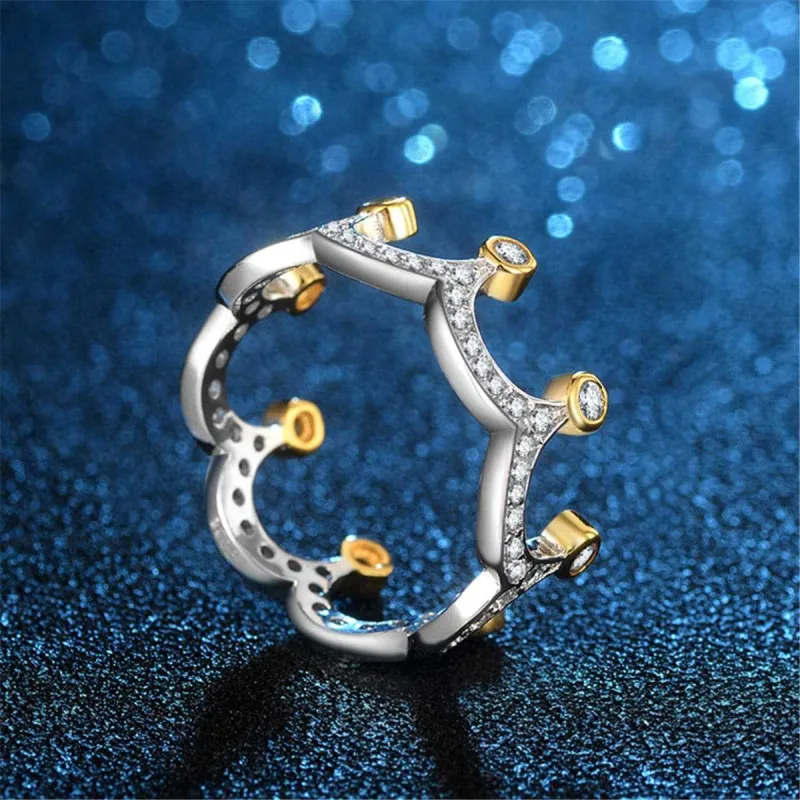 Cubic Zirconia & Two-Tone Crown Band Ring made by Zulily