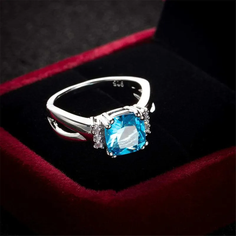 Sea Blue Crystal & Cubic Zirconia Ring made by Zulily