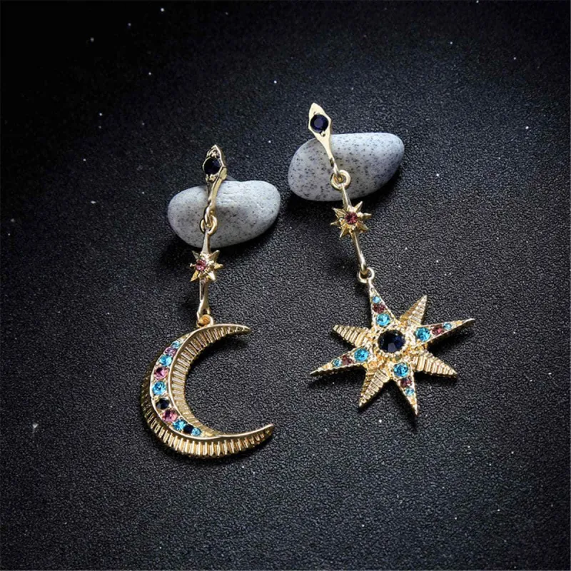Red & Blue Cubic Zirconia Asymmetrical Space Drop Earrings made by Zulily