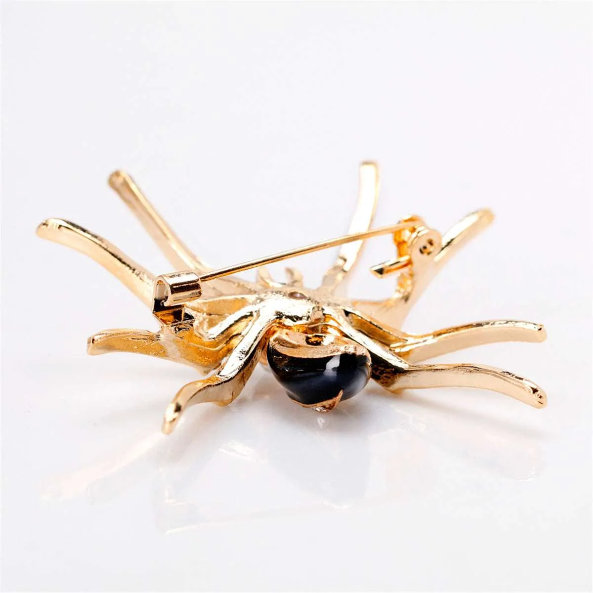 Cubic Zirconia & Black Enamel Goldtone Spider Brooch sold by Zulily product image thumbnail 3