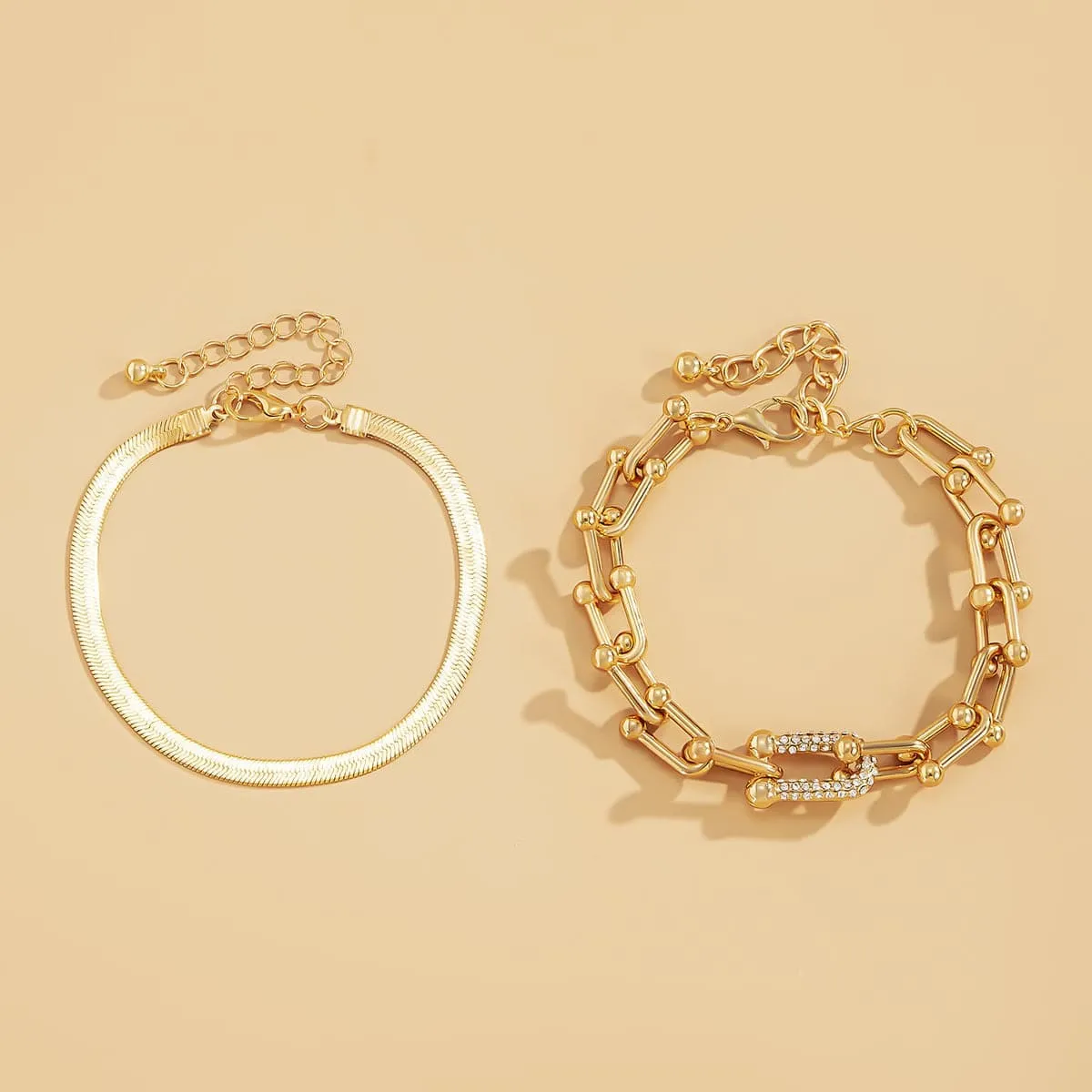 Cubic Zirconia & Goldtone Vachette & Snake Chain Bracelet Set sold by Zulily product image thumbnail 2