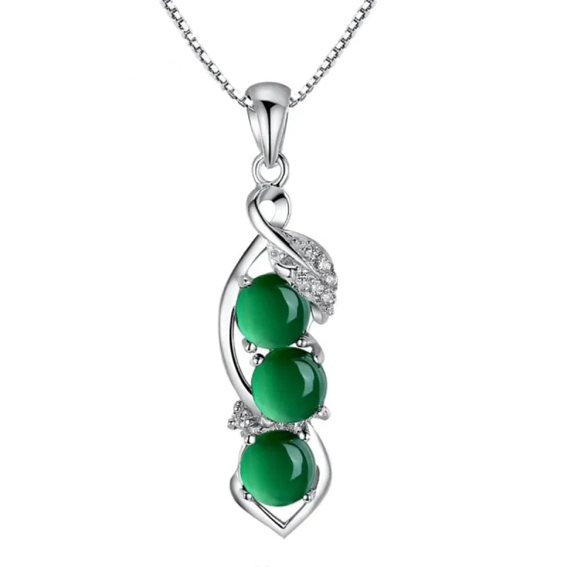 Green Jade & Cubic Zirconia Bean Pendant Necklace made by Zulily