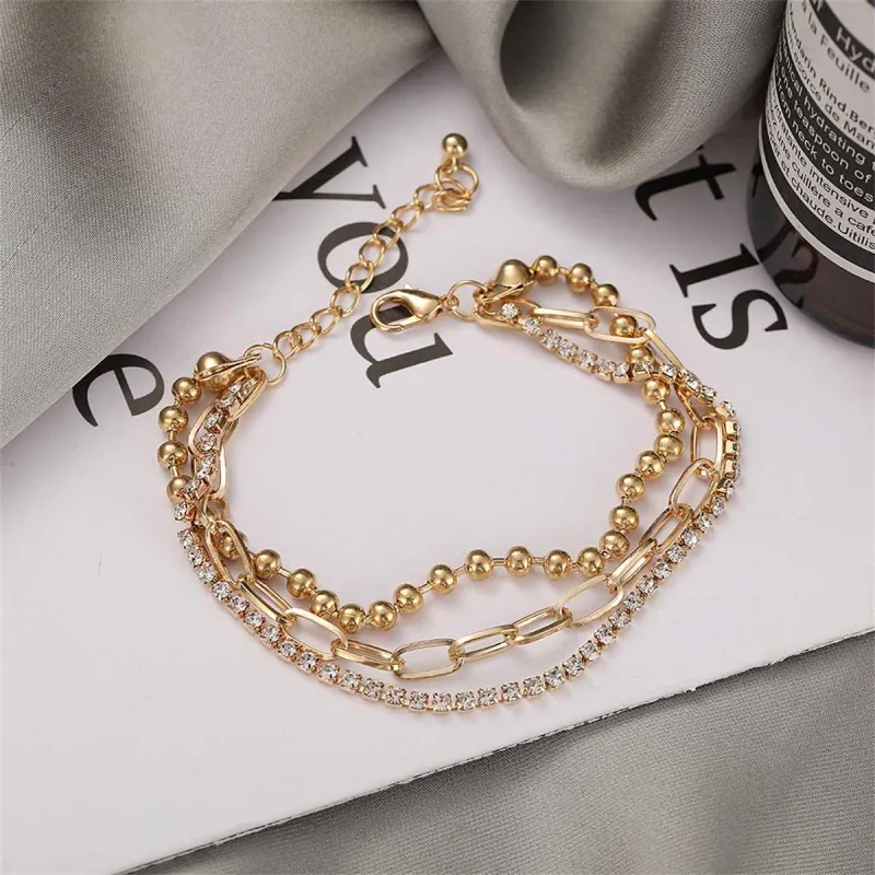 Cubic Zirconia & Goldtone Layered Ball Chain Anklet made by Zulily