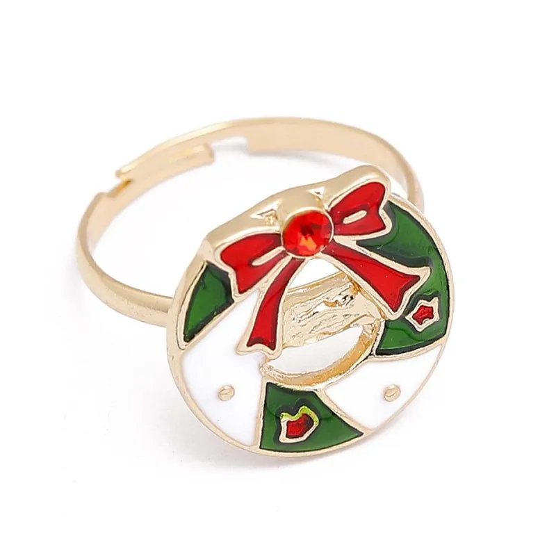 Red Cubic Zirconia & Enamel Goldtone Bow Wreath Adjustable Ring made by Zulily