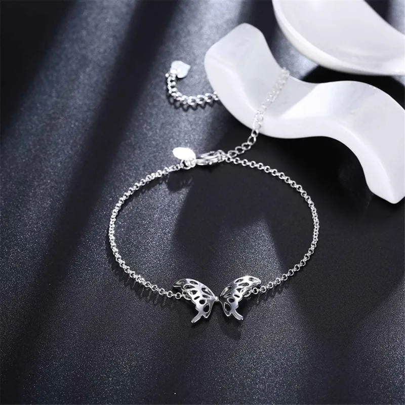 Silvertone Openwork Butterfly Anklet made by Zulily