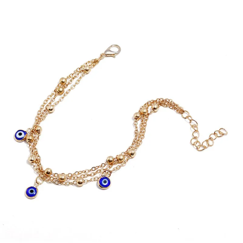 Enamel & Goldtone Eye Layered Anklet made by Zulily