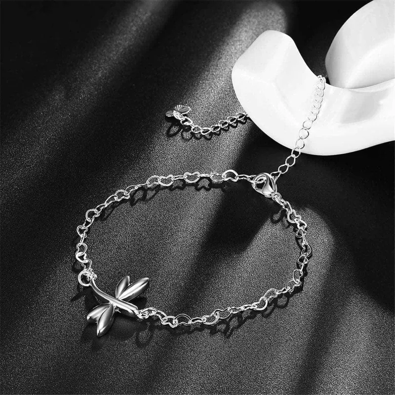 Silvertone Dragonfly Anklet made by Zulily