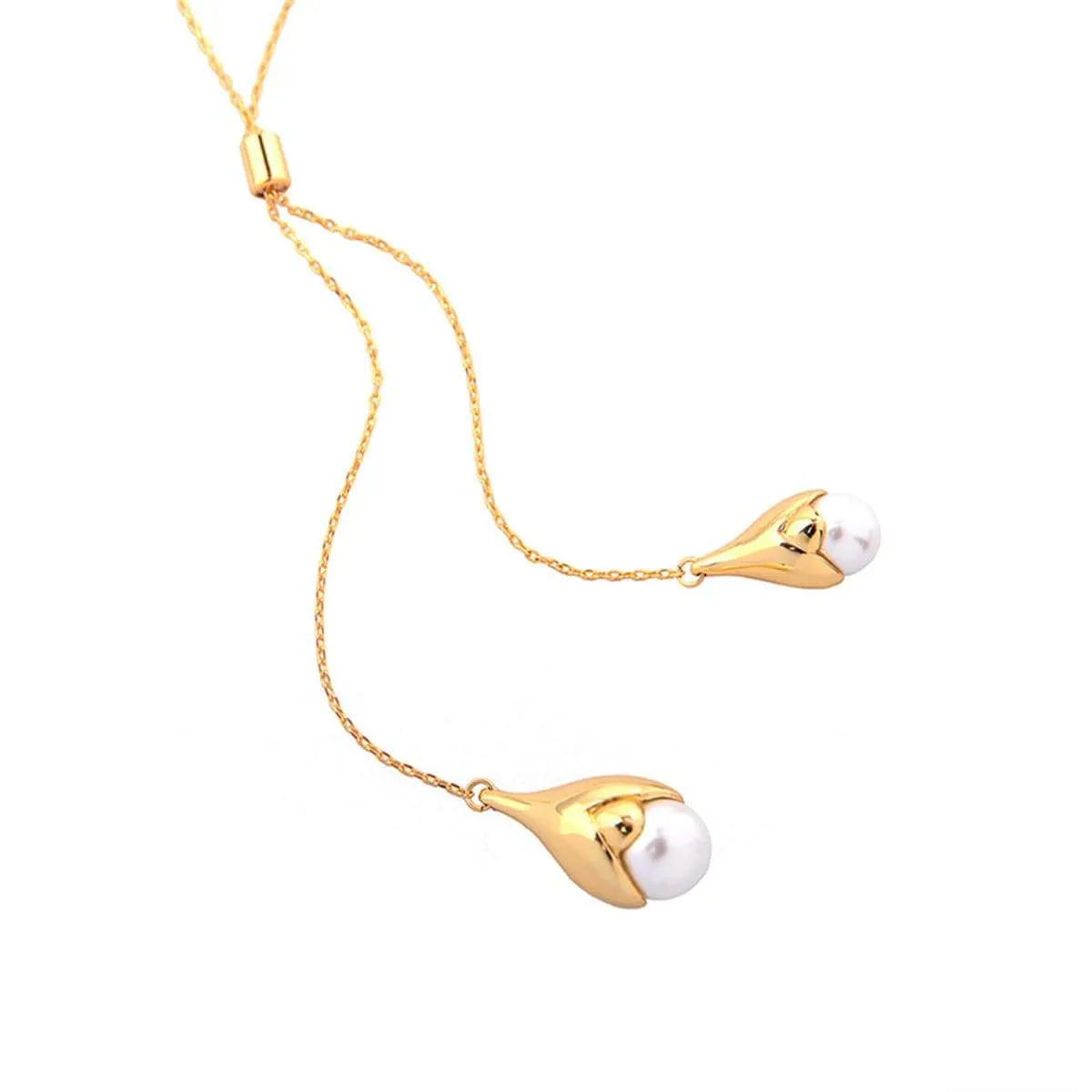 Pearl & Goldtone Double Drop Pendant Necklace sold by Zulily product image thumbnail 2