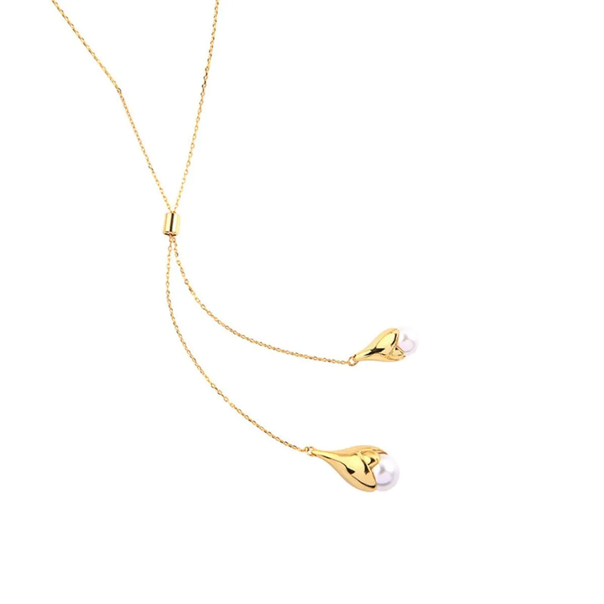 Pearl & Goldtone Double Drop Pendant Necklace sold by Zulily