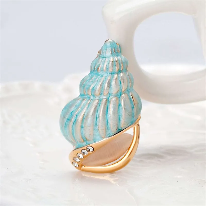 Cubic Zirconia & Goldtone Conch Brooch made by Zulily