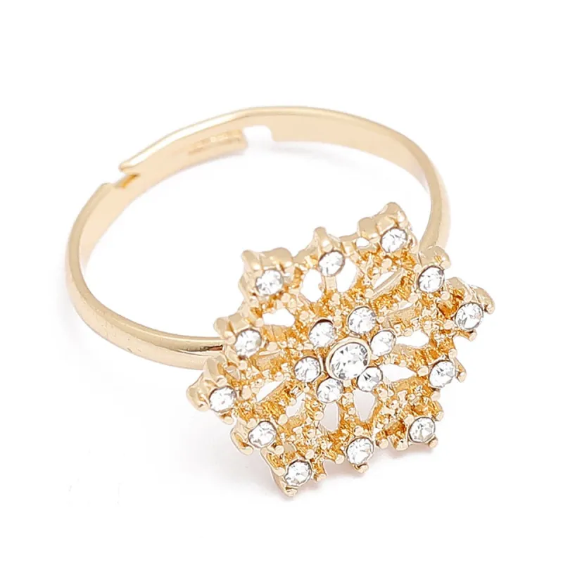 Cubic Zirconia & Goldtone Snowflake Adjustable Ring made by Zulily