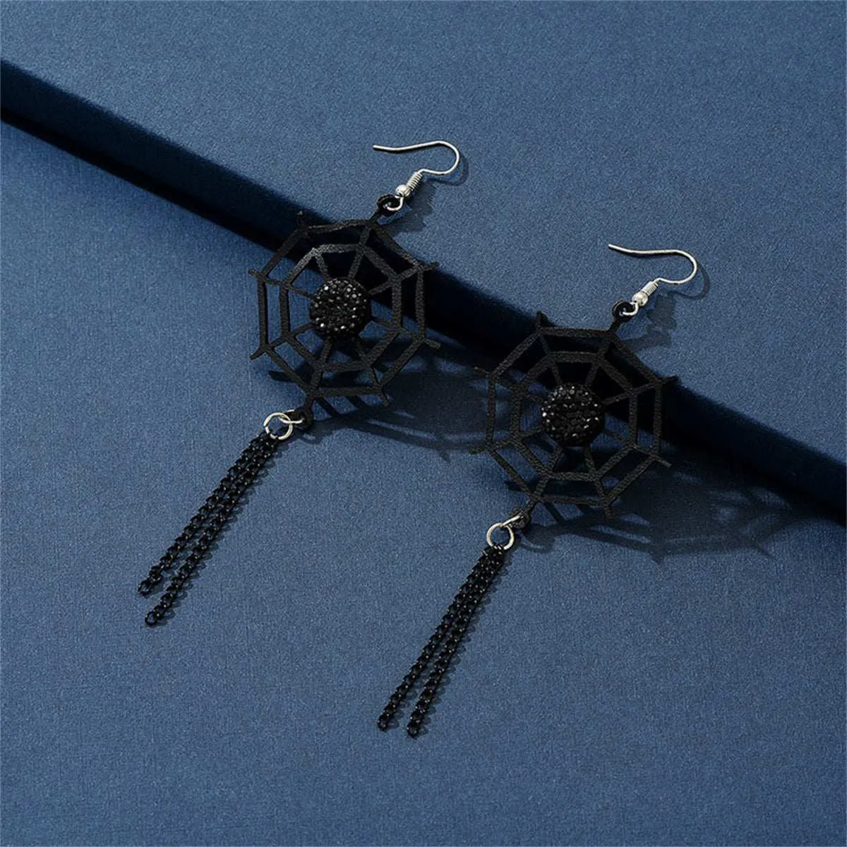 Black Spider Web Tassel Drop Earrings sold by Zulily