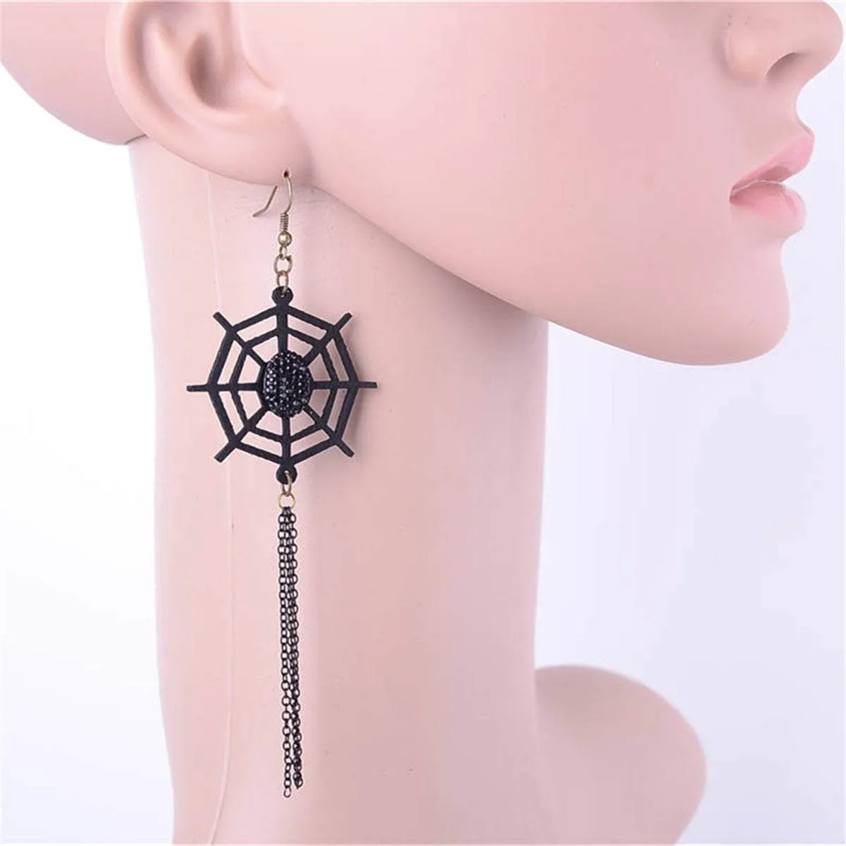 Black Spider Web Tassel Drop Earrings sold by Zulily product image thumbnail 2