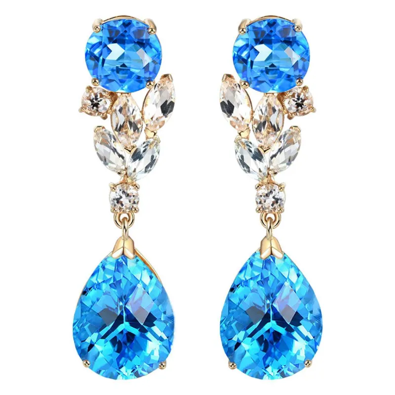 Sea Blue Crystal & Goldtone Pear Drop Earrings made by Zulily