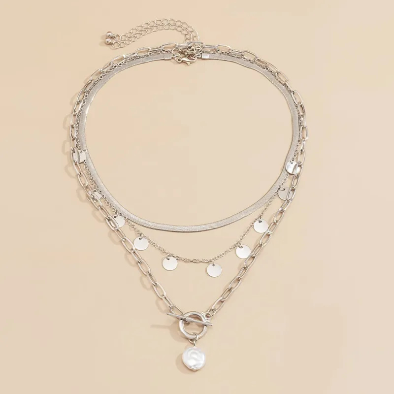 Pearl & Silvertone Toggle Pendant Necklace Set made by Zulily