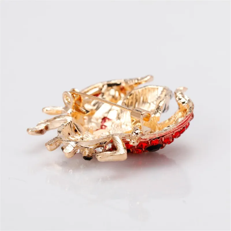 Red Cubic Zirconia & Goldtone Ladybug Brooch made by Zulily