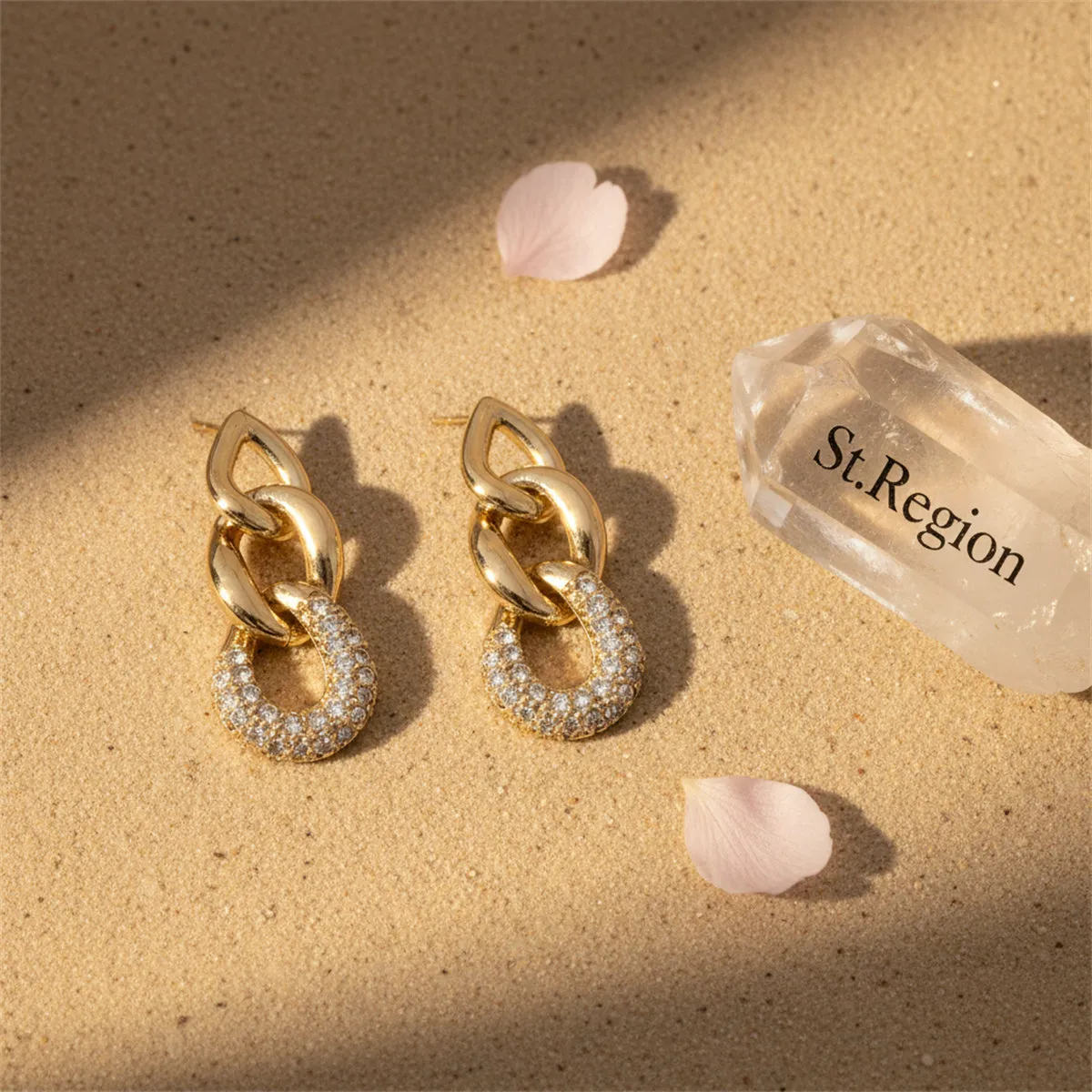 Goldtone & Clear Cubic Zirconia Link Drop Earrings sold by Zulily product image thumbnail 3