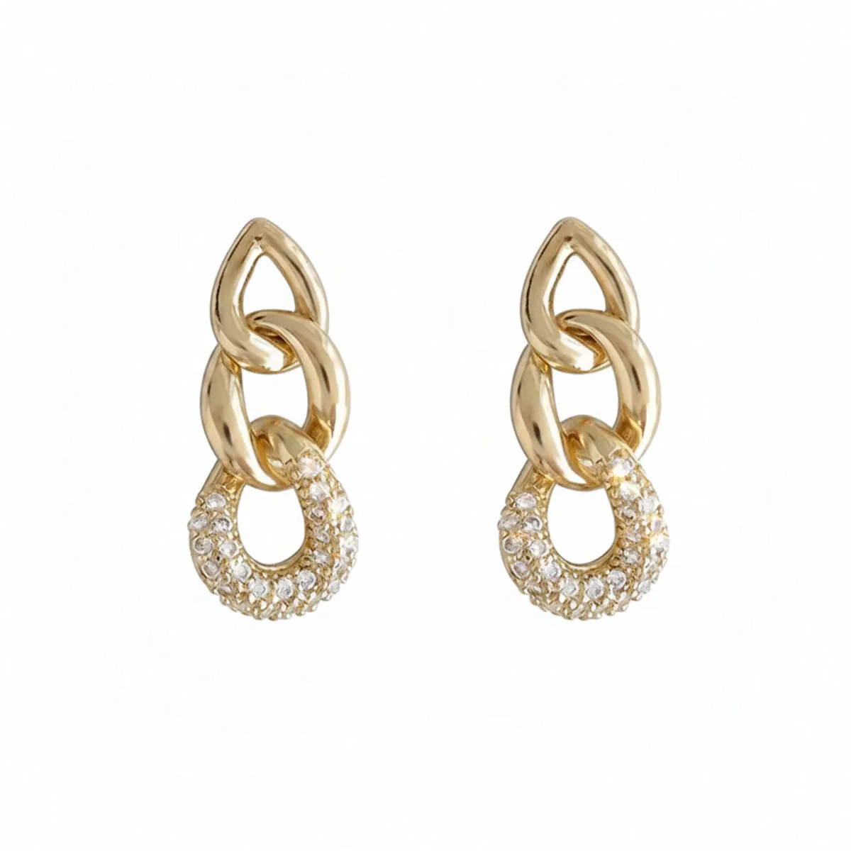 Goldtone & Clear Cubic Zirconia Link Drop Earrings sold by Zulily product image thumbnail 2
