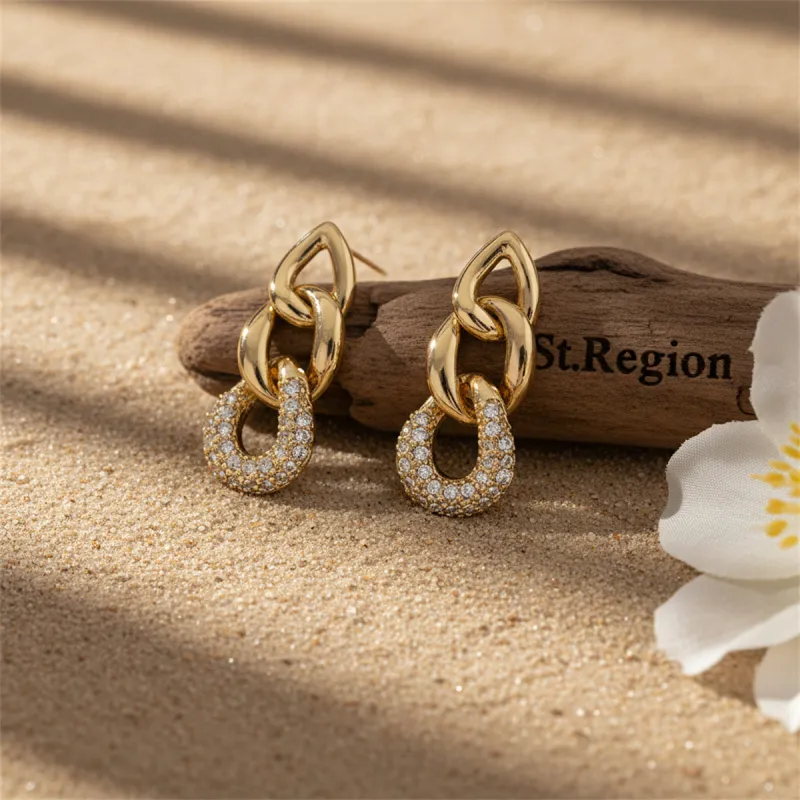 Goldtone & Clear Cubic Zirconia Link Drop Earrings made by Zulily