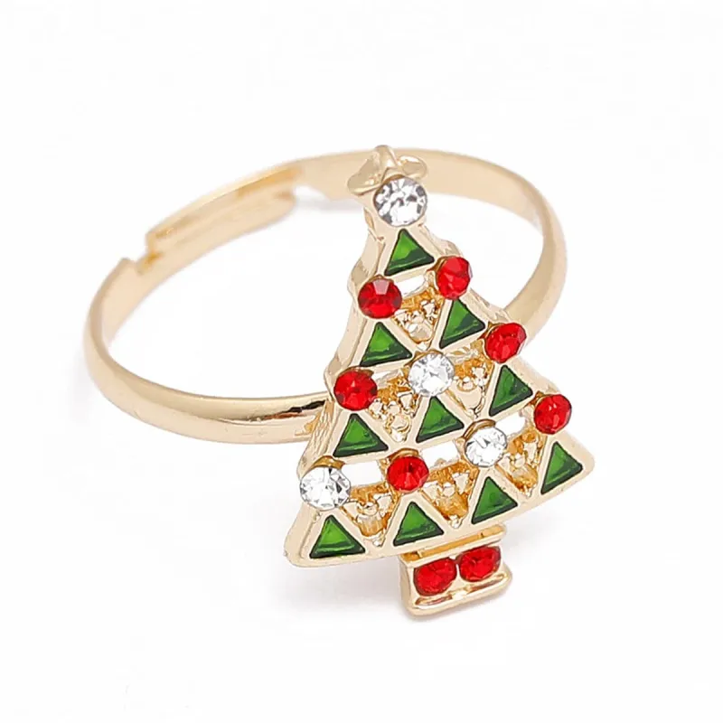 Red & Green Cubic Zirconia Goldtone Tree Adjustable Ring made by Zulily