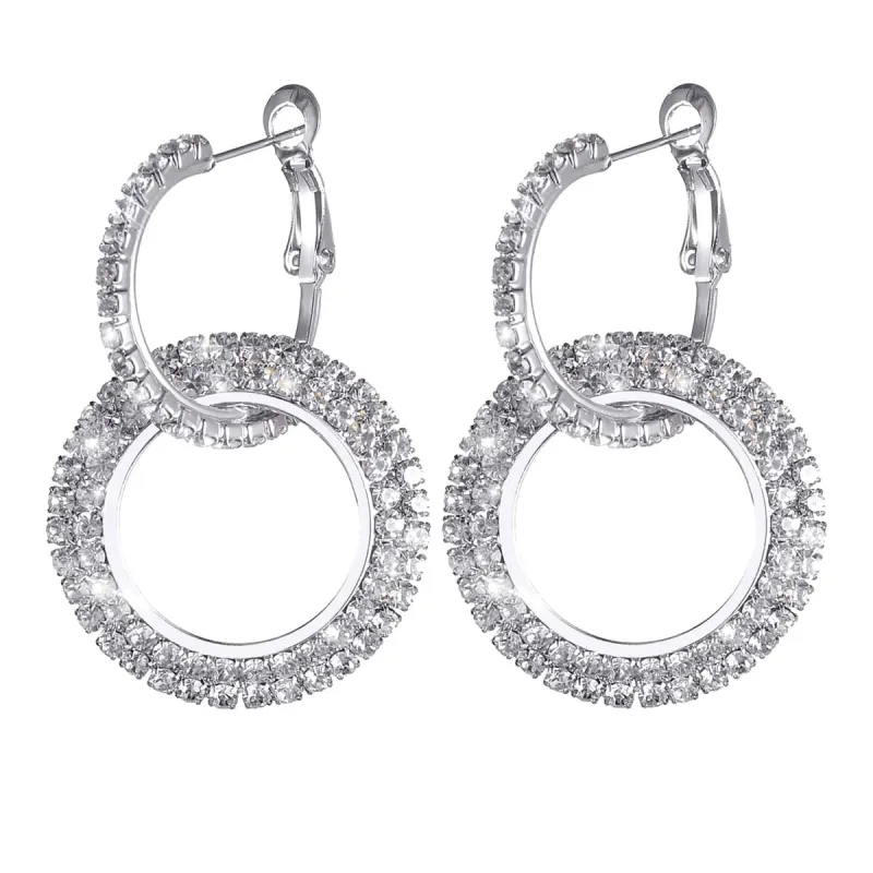 Cubic Zirconia & Silvertone Interlock Circle Drop Earrings made by Zulily