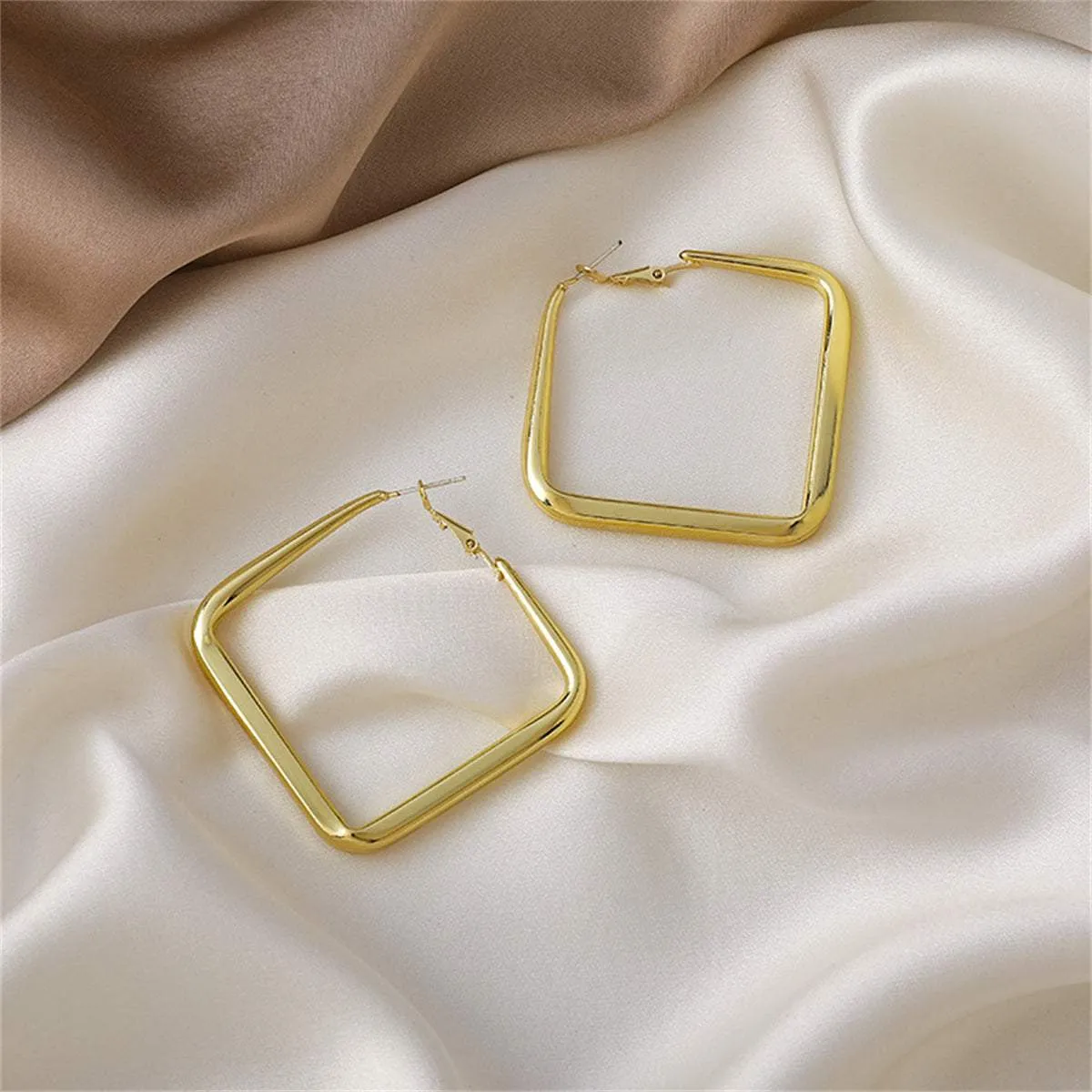 Goldtone Open Square Hoop Earrings sold by Zulily product image thumbnail 2