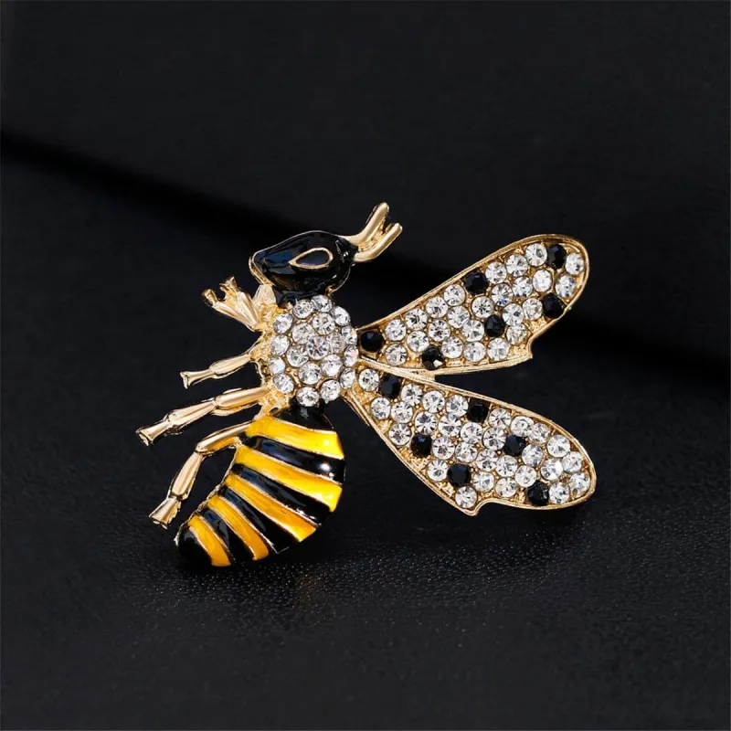 Cubic Zirconia & Goldtone Bee Brooch made by Zulily