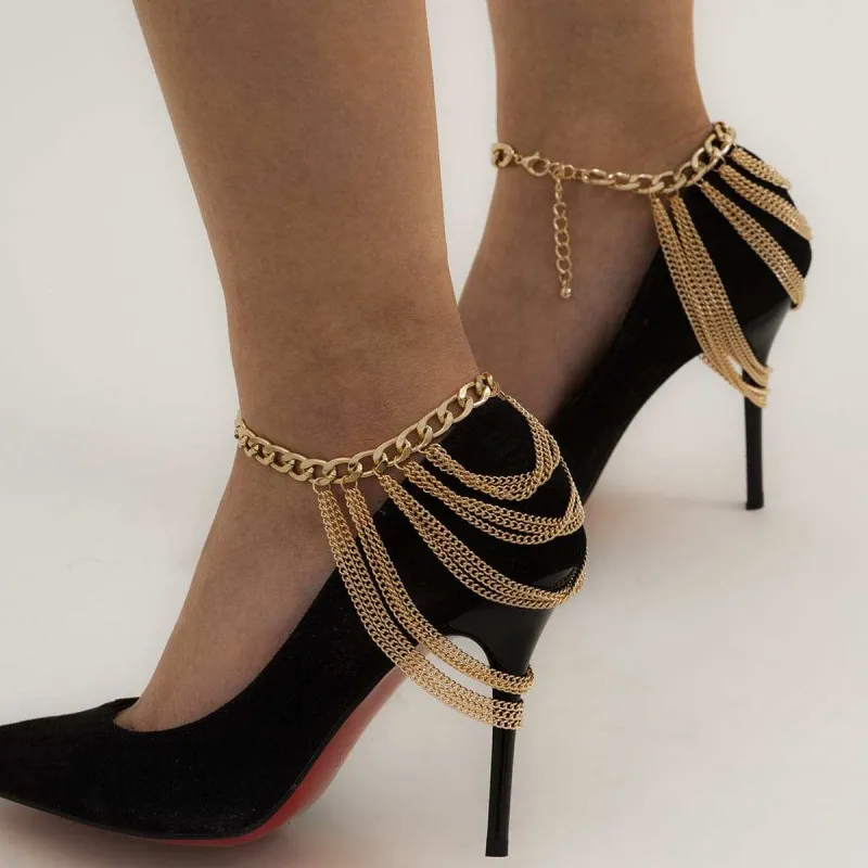 Goldtone Figaro Layered Tassel Anklet made by Zulily
