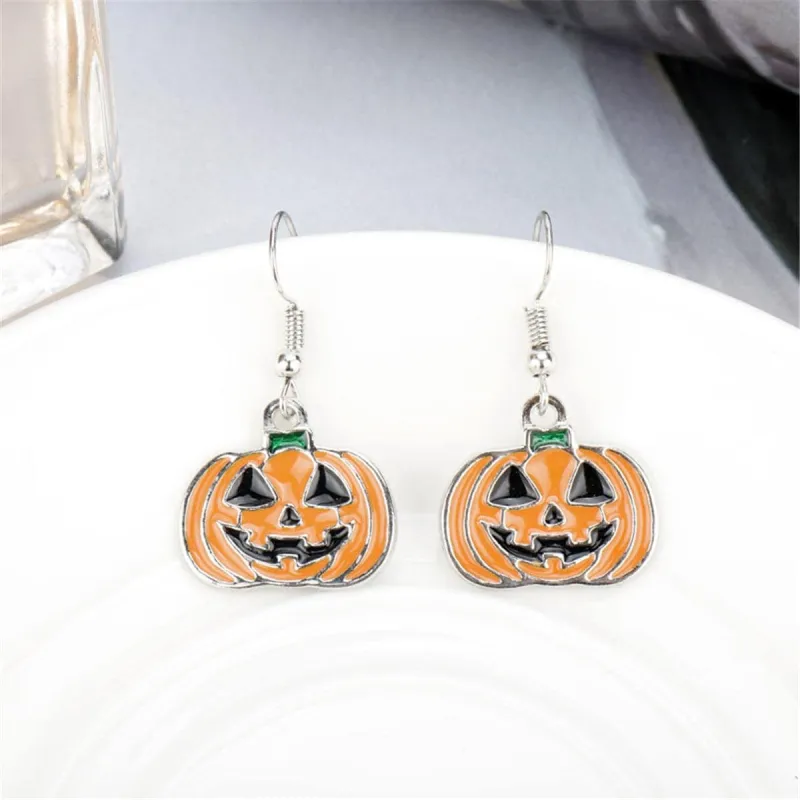 Silvertone & Orange Enamel Pumpkin Drop Earrings made by Zulily