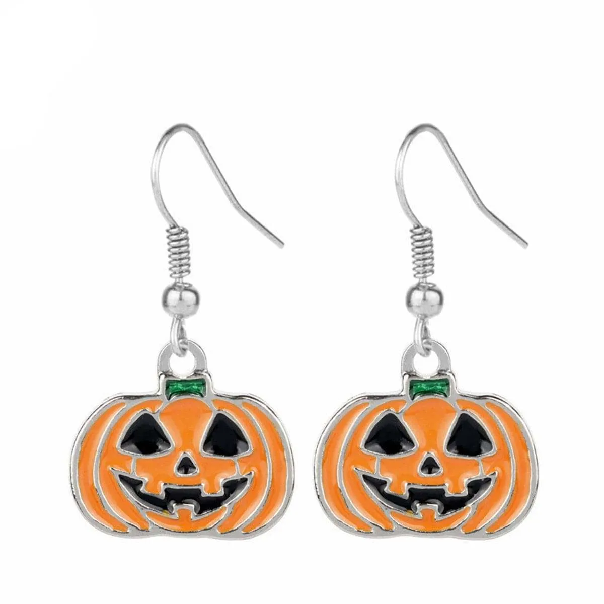 Silvertone & Orange Enamel Pumpkin Drop Earrings sold by Zulily product image thumbnail 2