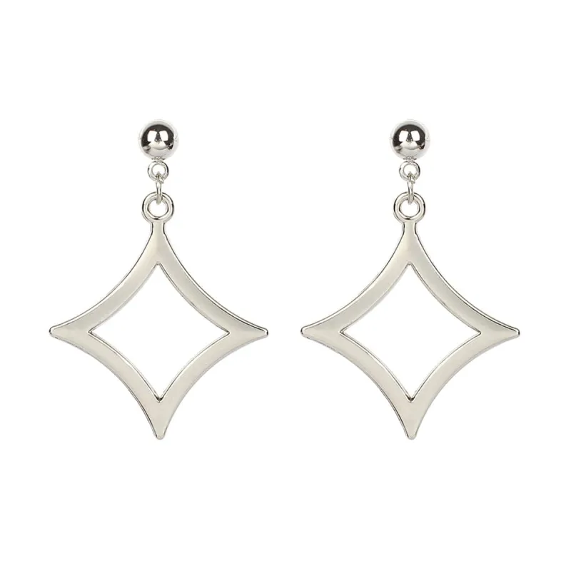 Silvertone Open Rhombus Drop Earrings made by Zulily