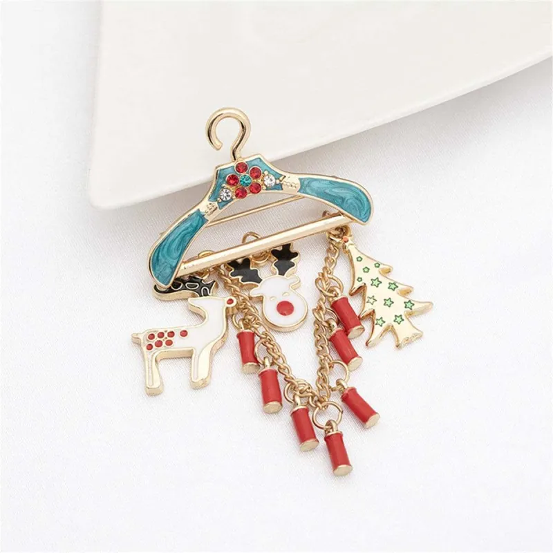 Cubic Zirconia & Red Hanger Reindeer Tree Brooch made by Zulily