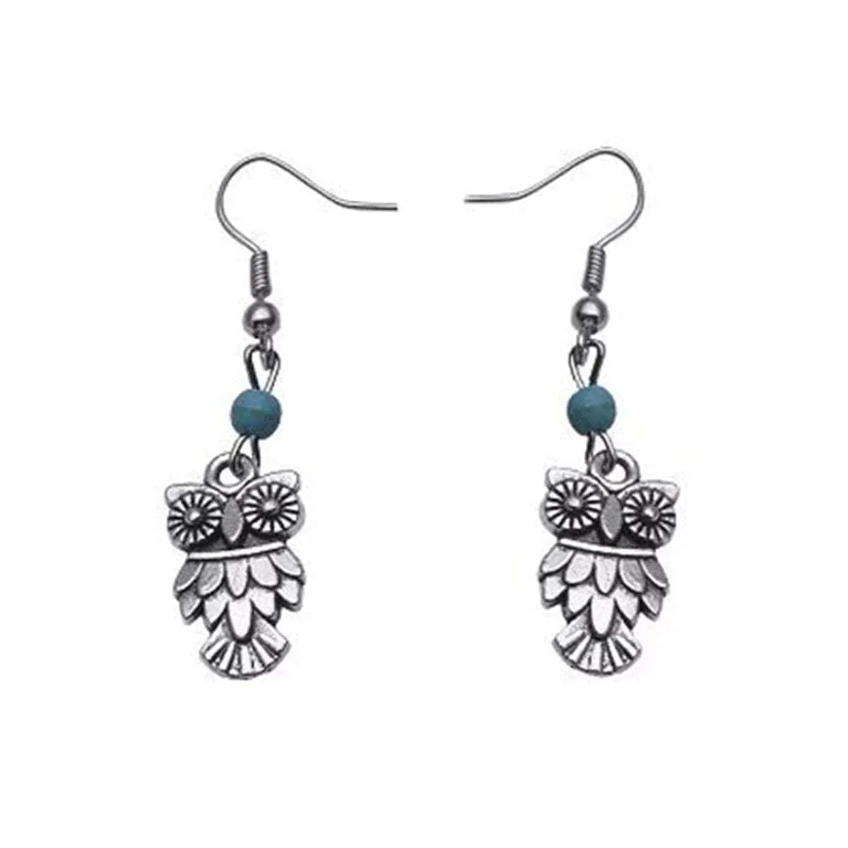 Turquoise & Silvertone Owl Drop Earrings sold by Zulily