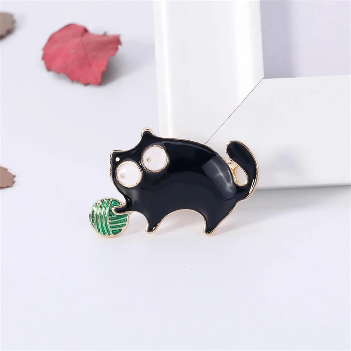 Goldtone & Black Oil Drop Cat Brooch sold by Zulily product image thumbnail 3