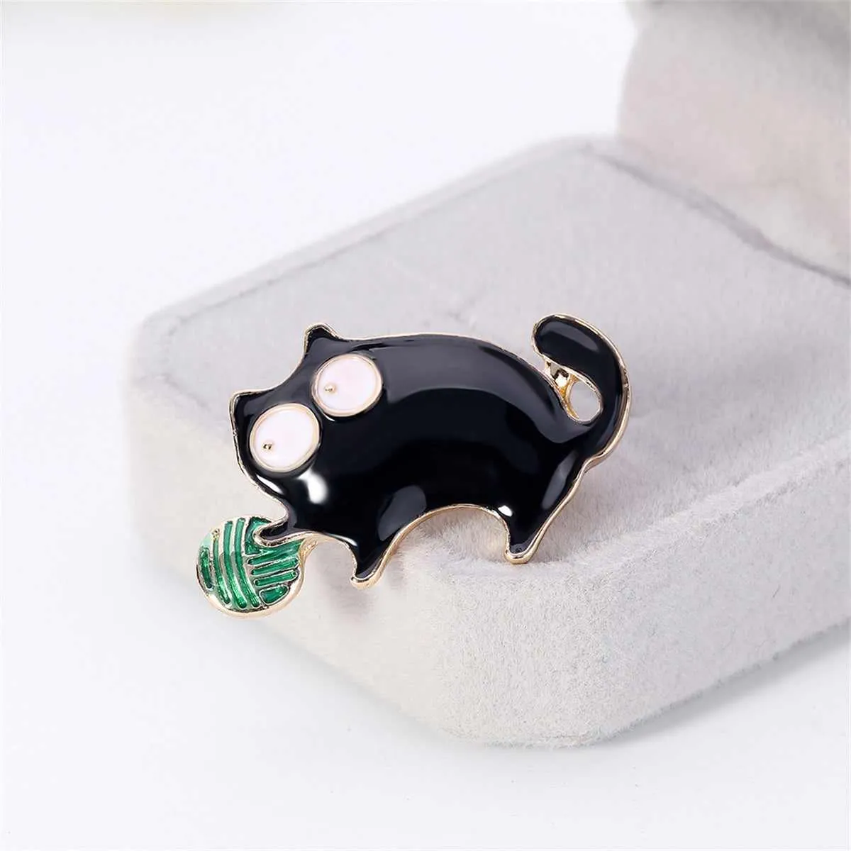 Goldtone & Black Oil Drop Cat Brooch sold by Zulily product image thumbnail 2