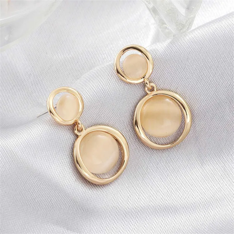 Cat's Eye & Goldtone Round Drop Earrings made by Zulily