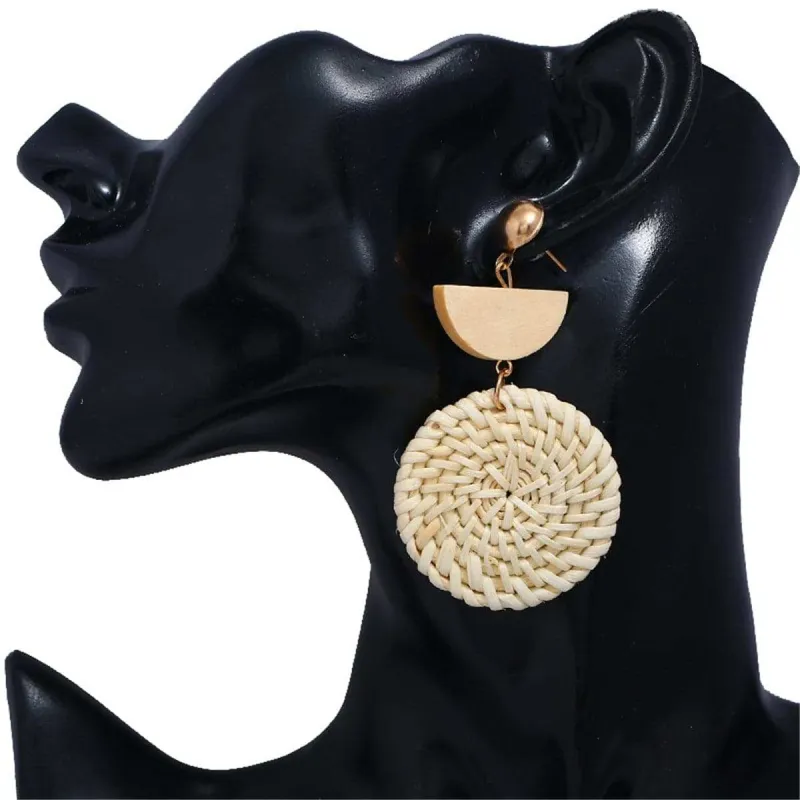 Wood & Rattan Tiered Drop Earrings made by Zulily