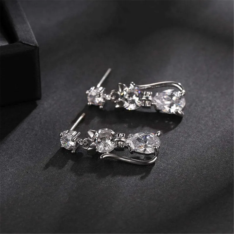 Crystal & Silvertone Kitty Drop Earrings made by Zulily