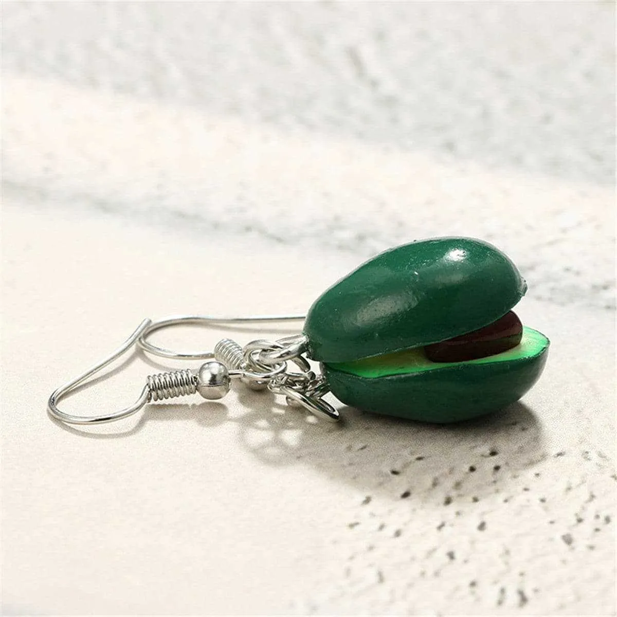 Green & Silvertone Avocado Heart Drop Earrings sold by Zulily product image thumbnail 2