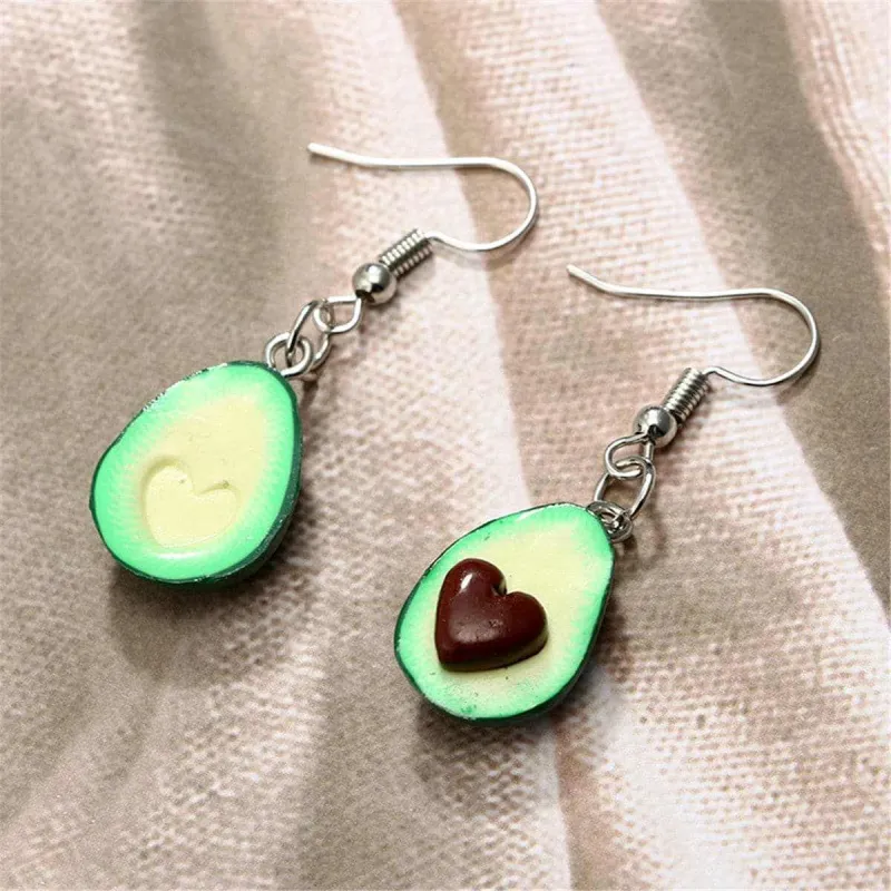 Green & Silvertone Avocado Heart Drop Earrings made by Zulily