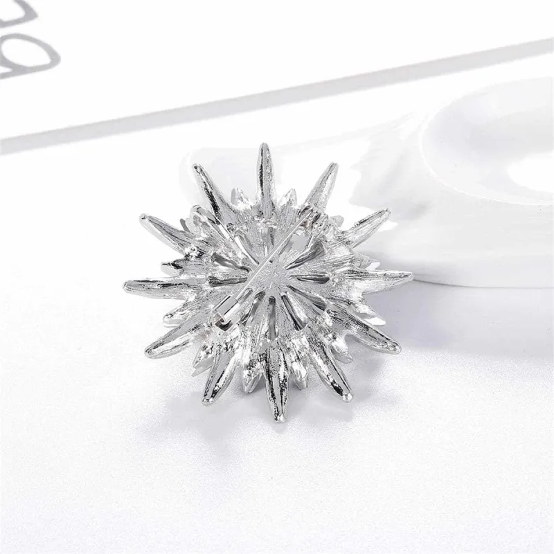 Blue Crystal & Cubic Zirconia Pearl Silvertone Flower Brooch made by Zulily