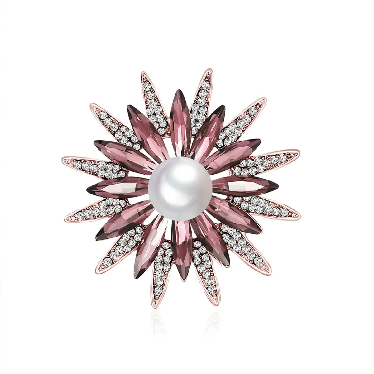 Red Crystal & Cubic Zirconia Pearl Flower Brooch sold by Zulily product image thumbnail 2