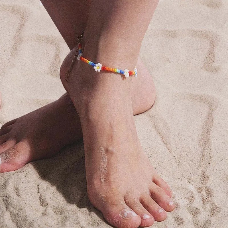 Multicolor Floral Beaded Anklet made by Zulily