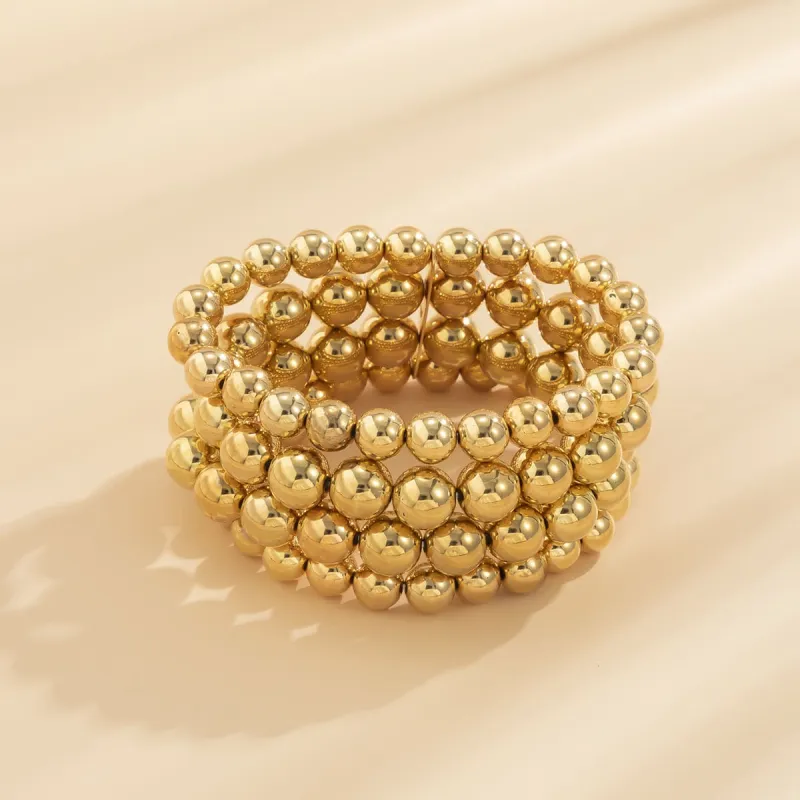 Goldtone Bead Layered Stretch Bracelet made by Zulily