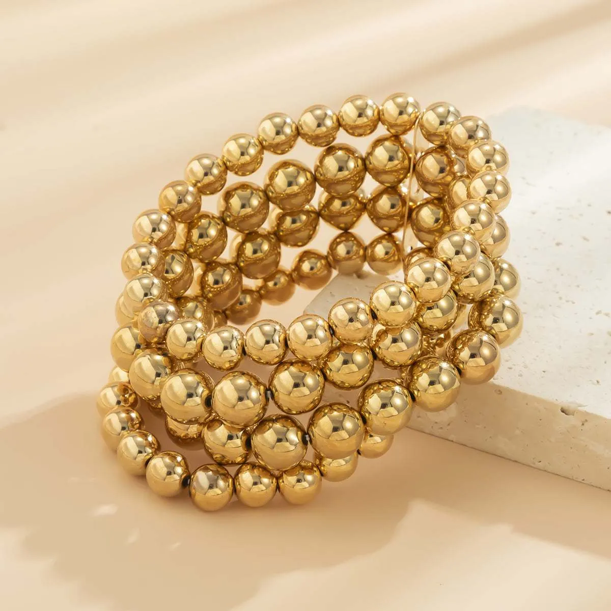 Goldtone Bead Layered Stretch Bracelet sold by Zulily product image thumbnail 2