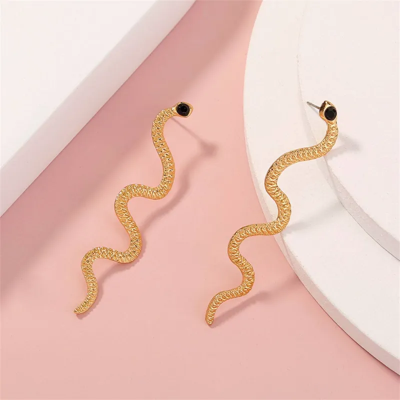 Cubic Zirconia & Goldtone Snake Dangle Earrings made by Zulily