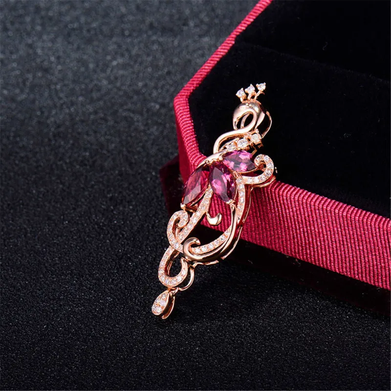 Red Crystal & Cubic Zirconia Pear-Cut Peacock Pendant Necklace made by Zulily